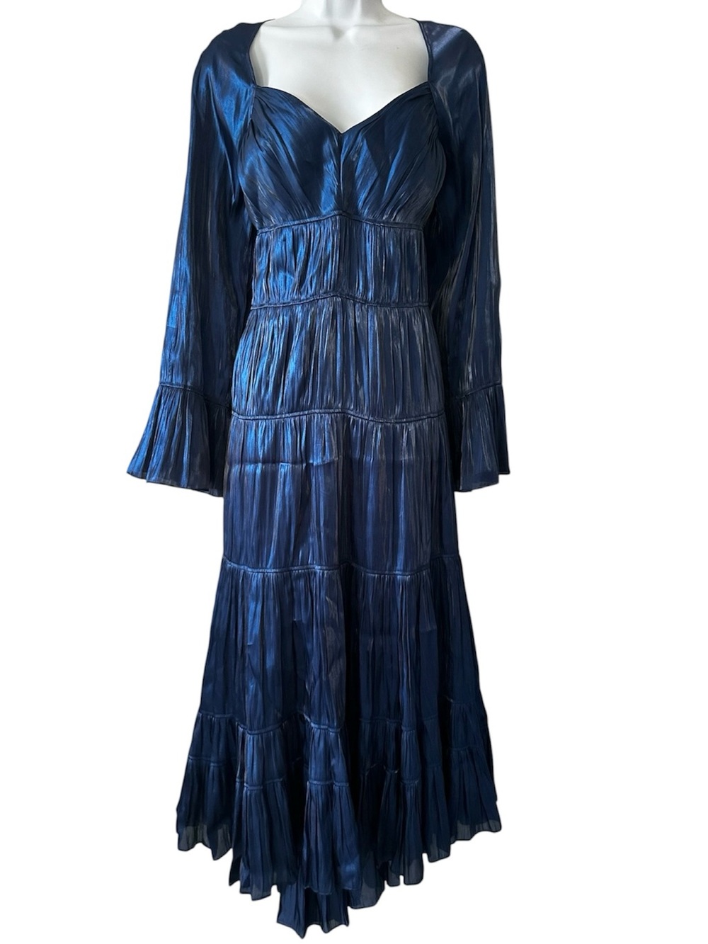 CINQ a SEPT Blue Romantic Nina Hi Lo Midi Tiered Ruched Eclipse Dress- Size 6 - Picture 2 of 12